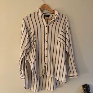 Topshop Tall striped white linen shirt